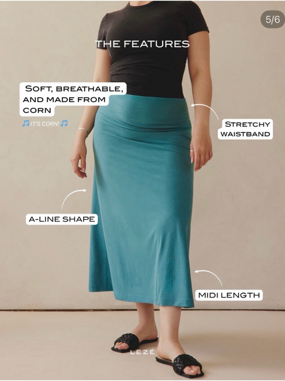Lezé The Label Liv Teal Skirt Dress with Stretch Waistband XL